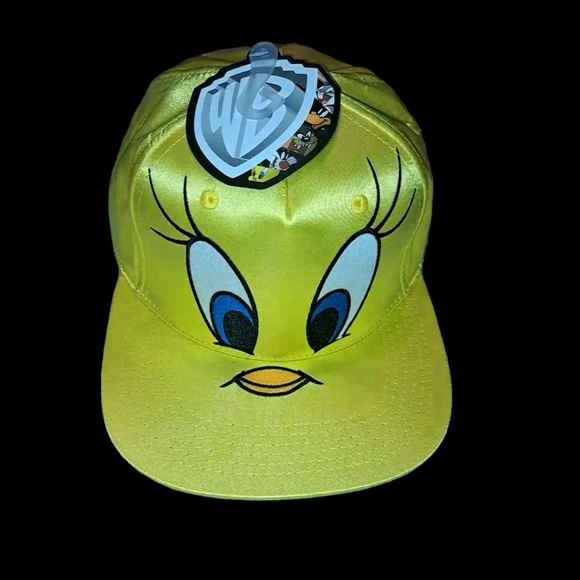 🆕️Tweety Bird Looney Tunes Yellow Satin Snapback Adult Cap - Picture 5 of 7